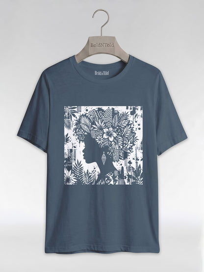 Black Queen: Artistic Silhouette Floral Graphic T-Shirt - BoldnTold