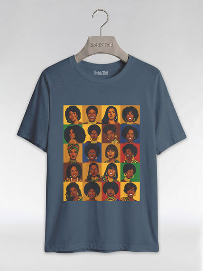 Black Queen Collage: A Tribute to Diverse Beauty Graphic T-Shirt - BoldnTold