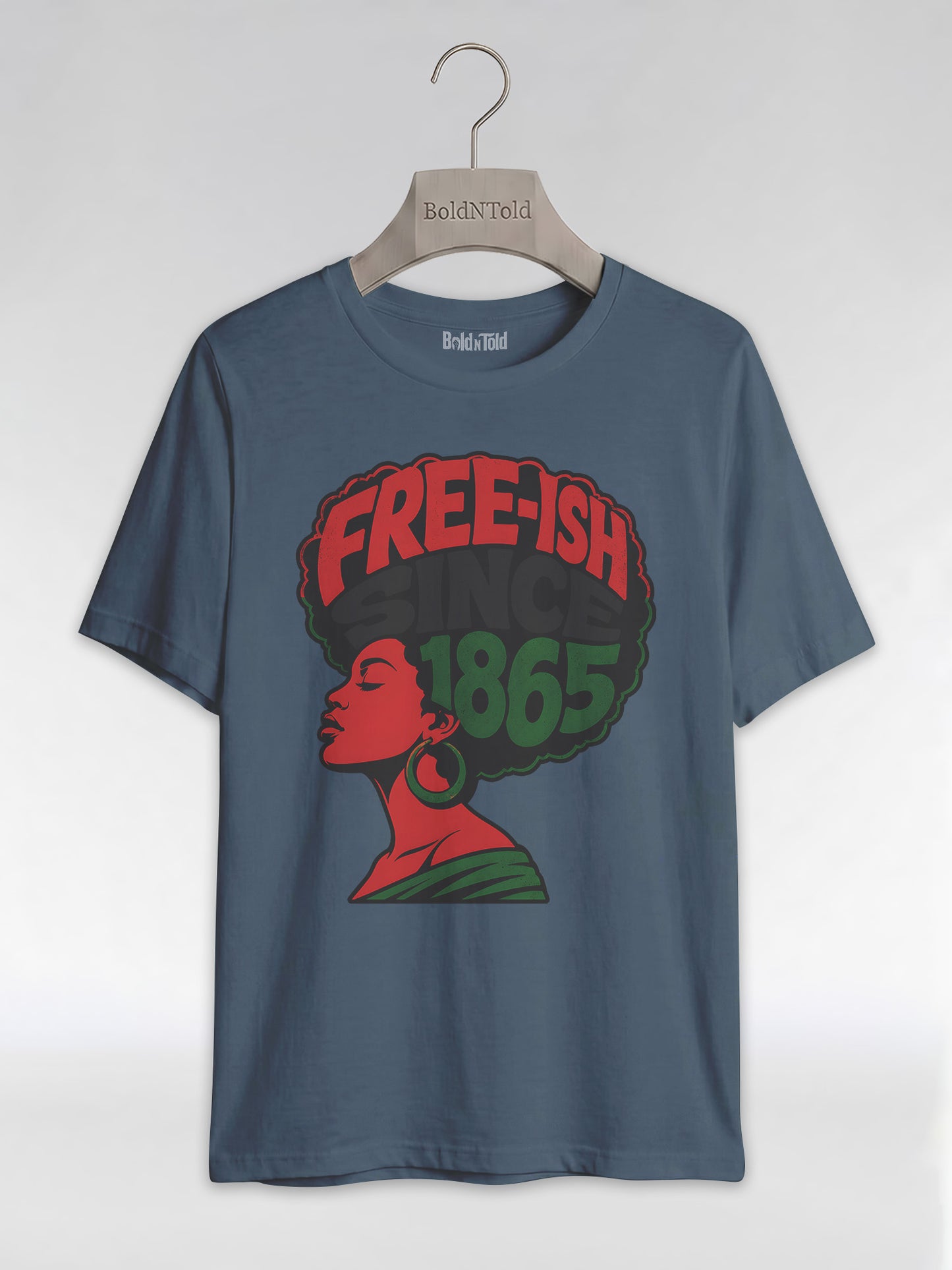 Free-ish Since 1865: Juneteenth Afro Silhouette Graphic T-Shirt - BoldnTold