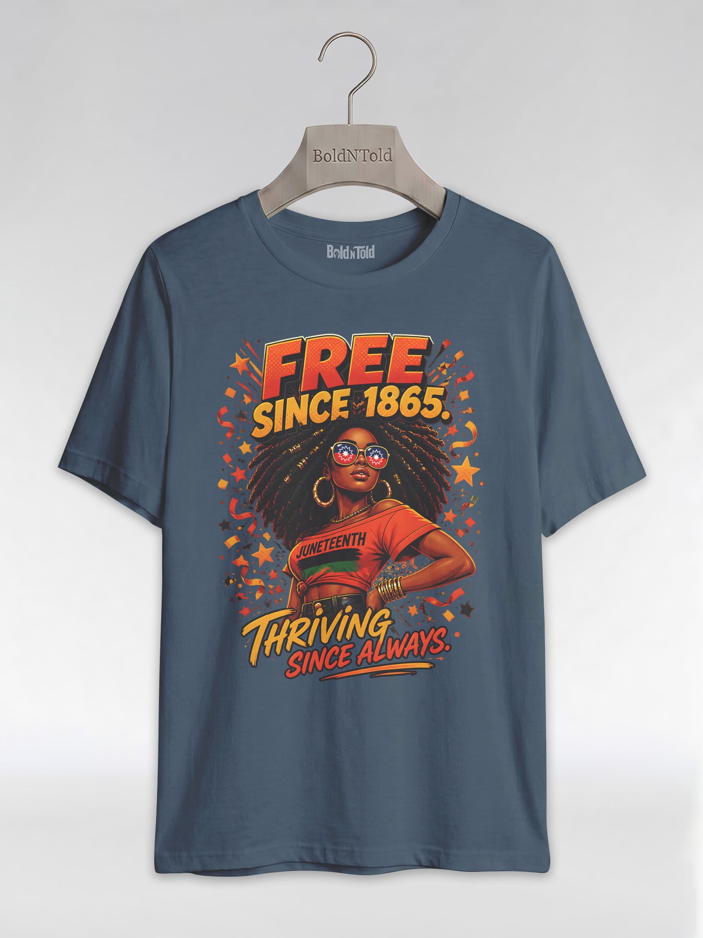 Thriving Since Always: Free Since 1865 Juneteenth Graphic T-Shirt - BoldnTold