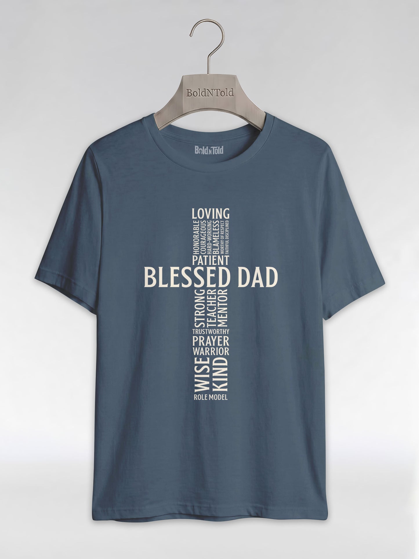 Blessed Black Dad: The Christian Cross Typography Graphic T-Shirt - BoldnTold