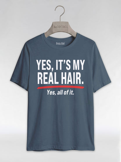Yes It's My Real Hair: Sassy Black Queen Graphic T-Shirt - BoldnTold