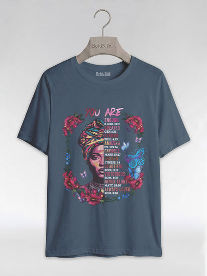 You Are Enough: Black Woman Christian Affirmations Graphic T-Shirt - BoldnTold