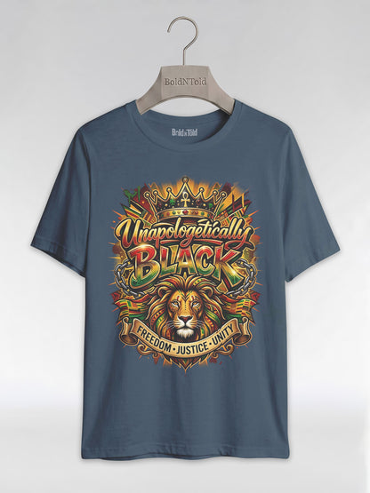 Unapologetically Black Lion Crown: Pan-African Pride Graphic T-Shirt - BoldnTold