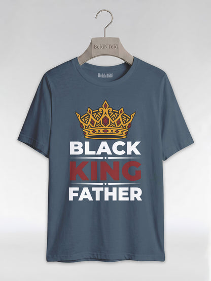 Black King Father Crown: Proud Dad Empowerment Graphic T-Shirt - BoldnTold