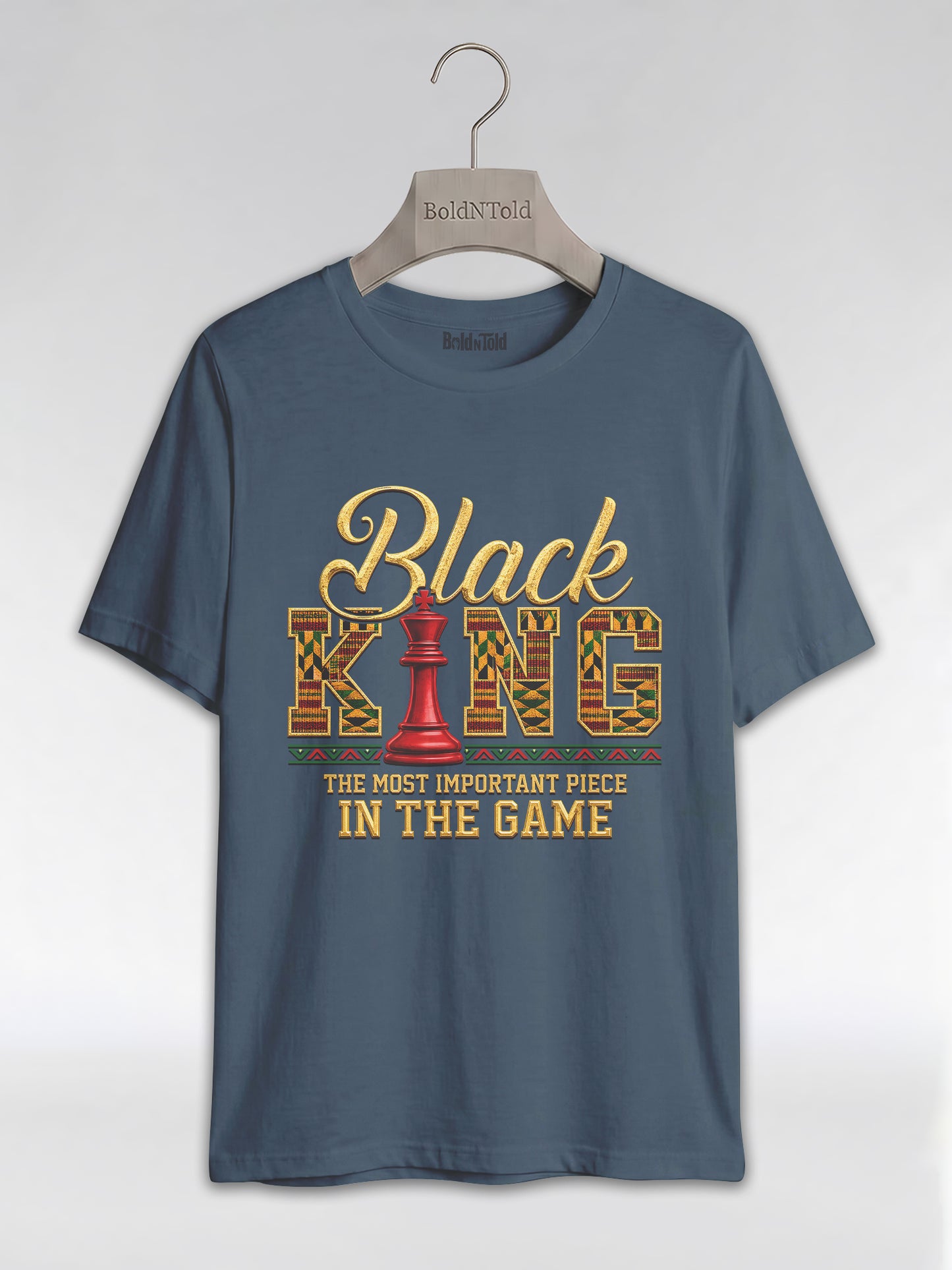 Black King Dad: The Most Important Piece In The Game Graphic T-Shirt - BoldnTold