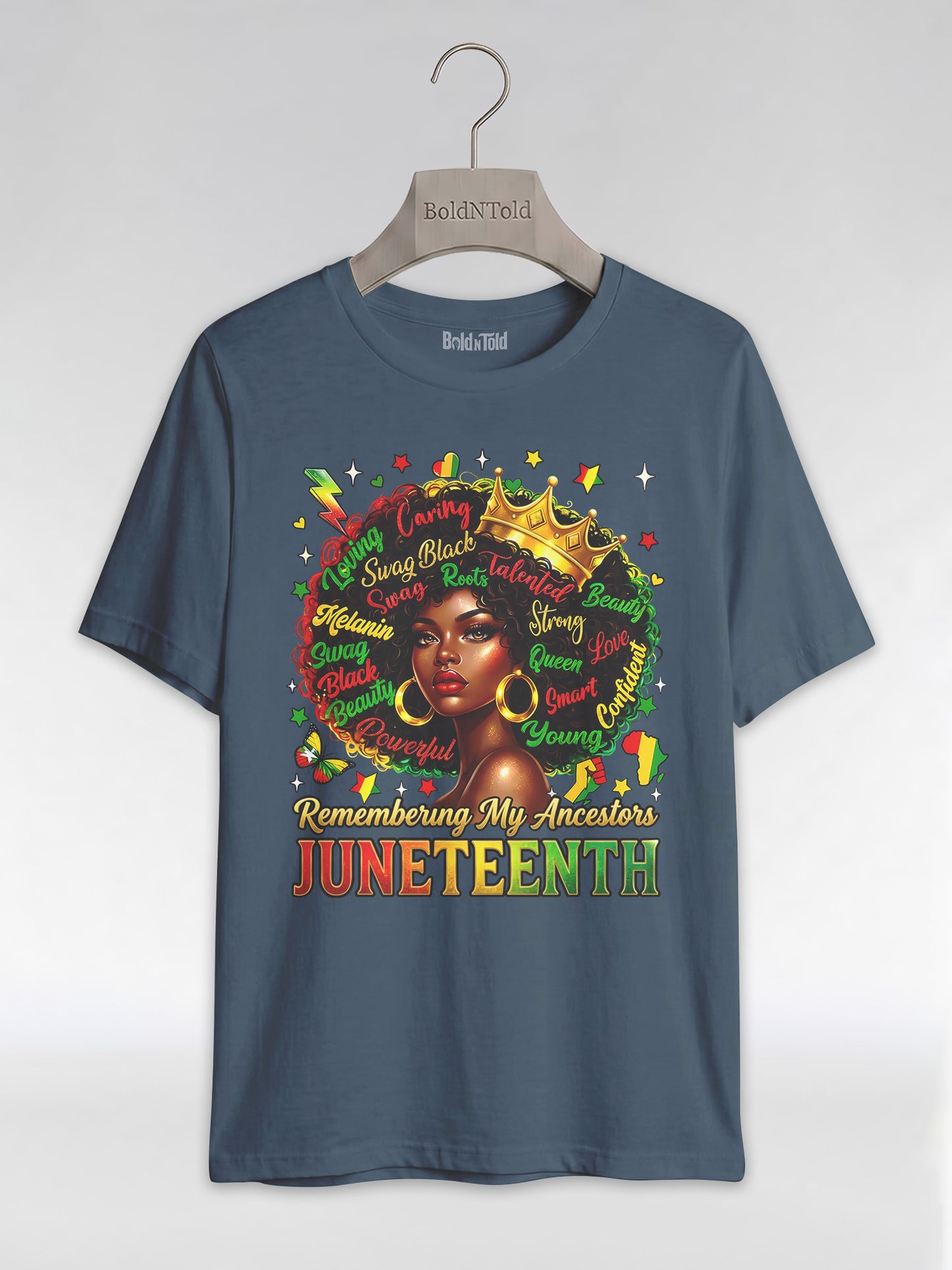 Remembering My Ancestors Juneteenth: Black Queen Graphic T-Shirt - BoldnTold