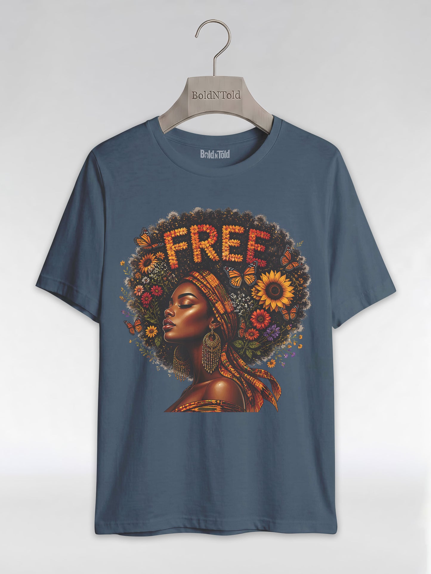 Free Floral Afro: Melanin Queen Empowerment Graphic T-Shirt - BoldnTold