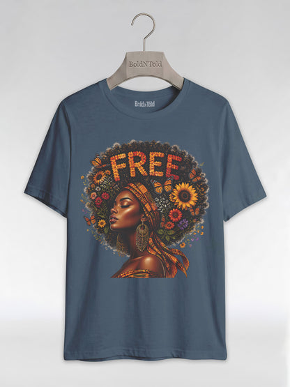 Free Floral Afro: Melanin Queen Empowerment Graphic T-Shirt - BoldnTold