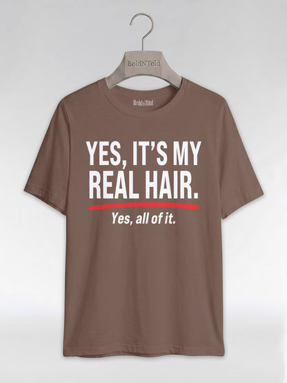 Yes It's My Real Hair: Sassy Black Queen Graphic T-Shirt - BoldnTold