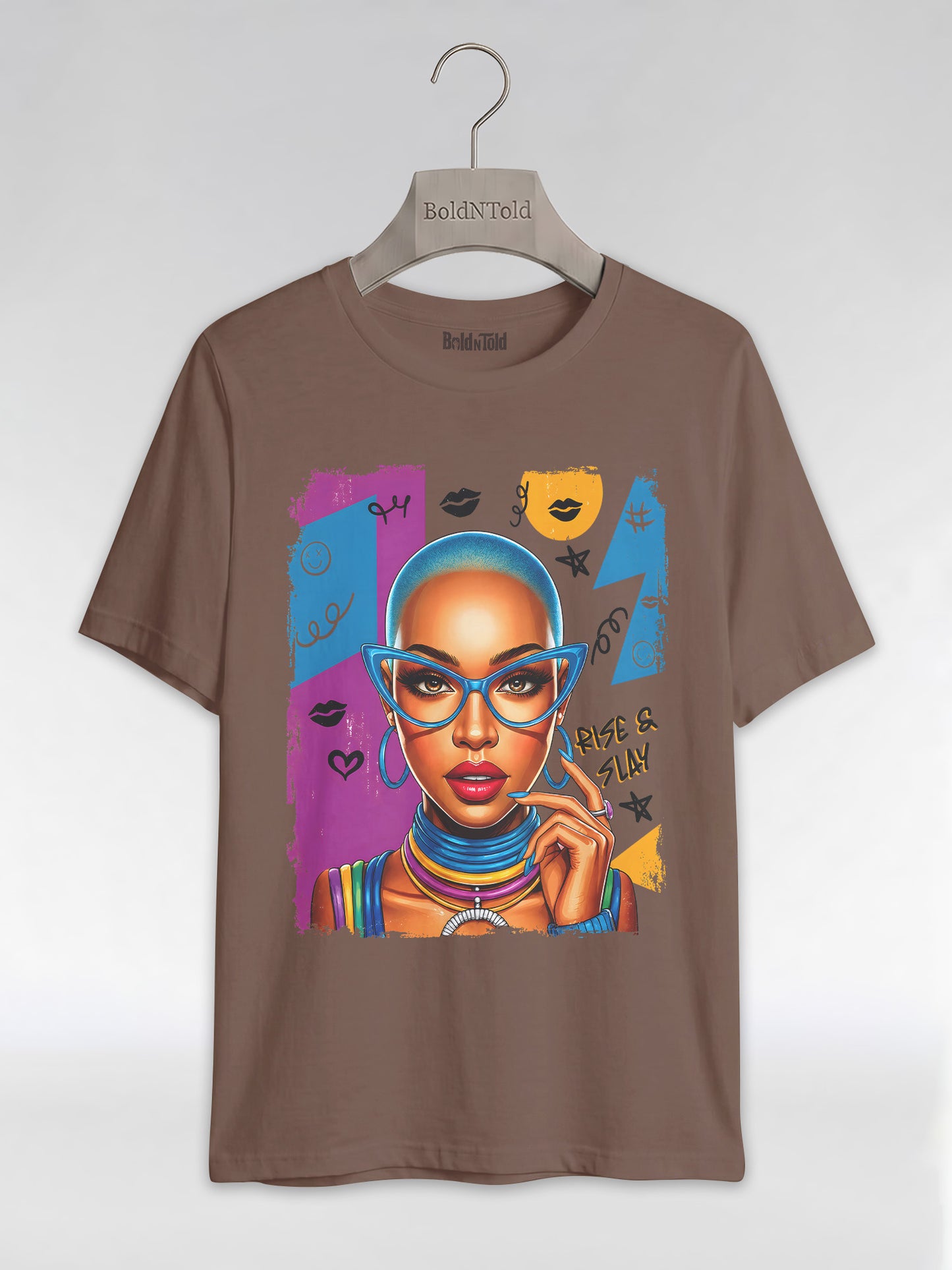 Rise & Slay: 90s Retro Pop Art Black Queen Graphic T-Shirt - BoldnTold