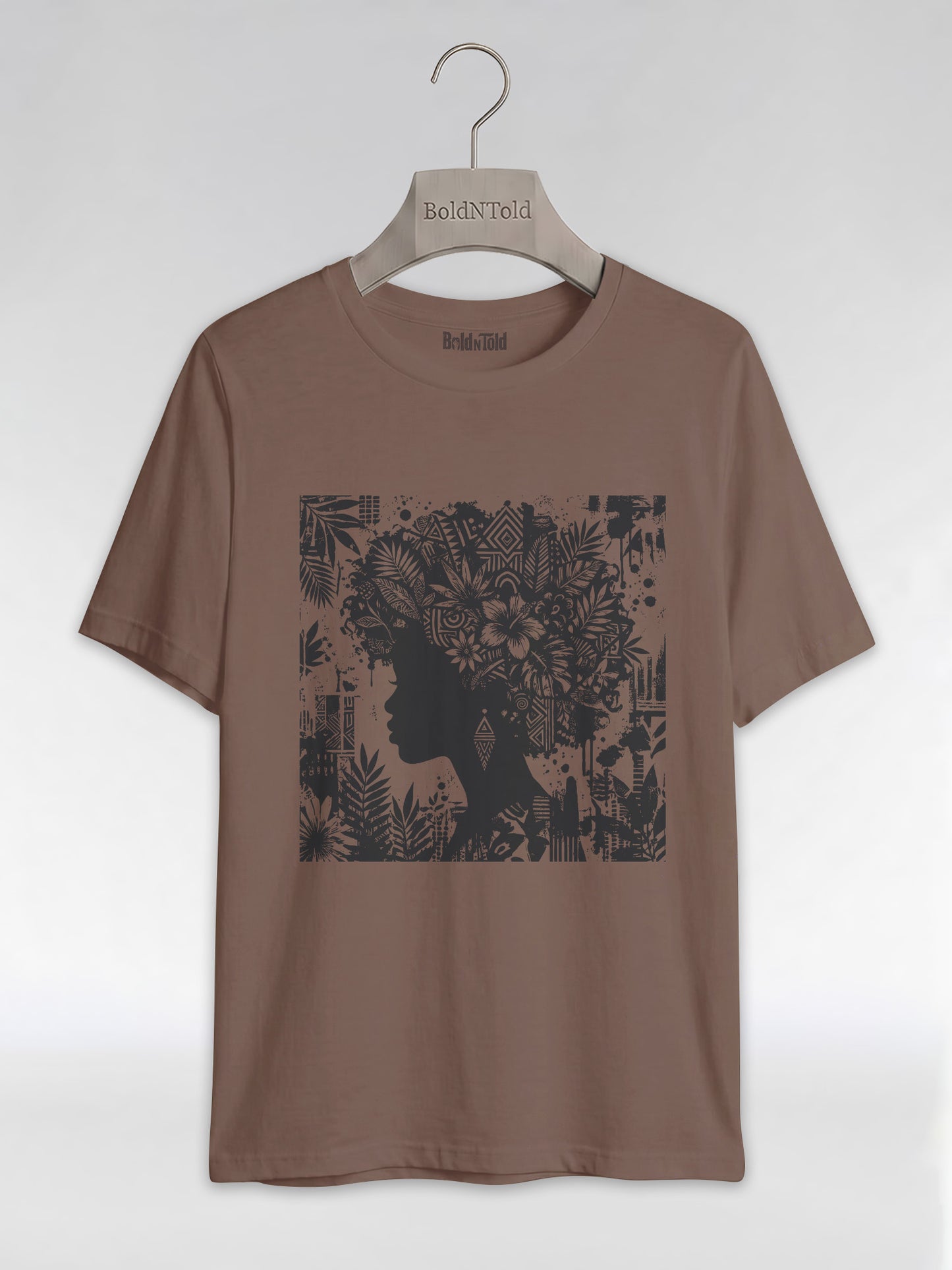 Black Queen: Artistic Silhouette Floral Graphic T-Shirt - BoldnTold