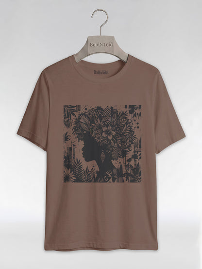 Black Queen: Artistic Silhouette Floral Graphic T-Shirt - BoldnTold