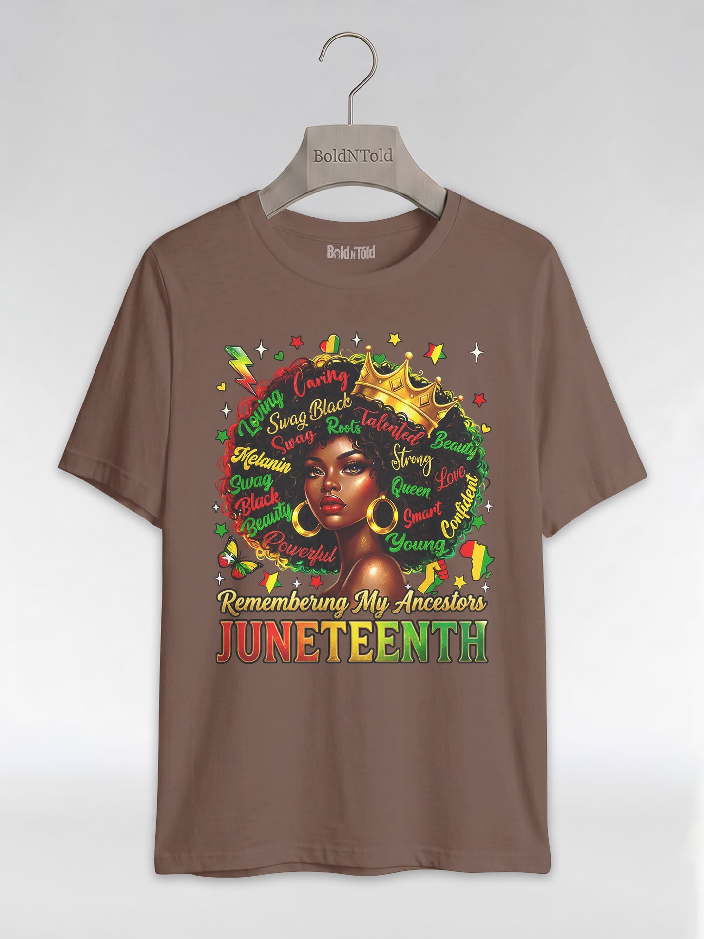 Remembering My Ancestors Juneteenth: Black Queen Graphic T-Shirt - BoldnTold