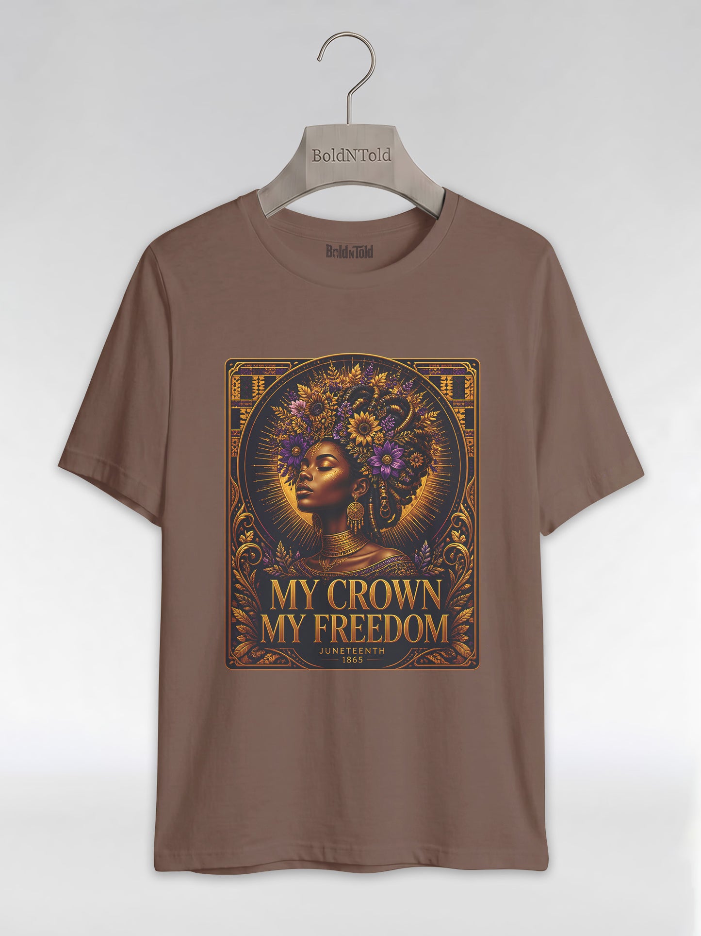 My Crown My Freedom: Juneteenth Melanin Queen Graphic T-Shirt - BoldnTold