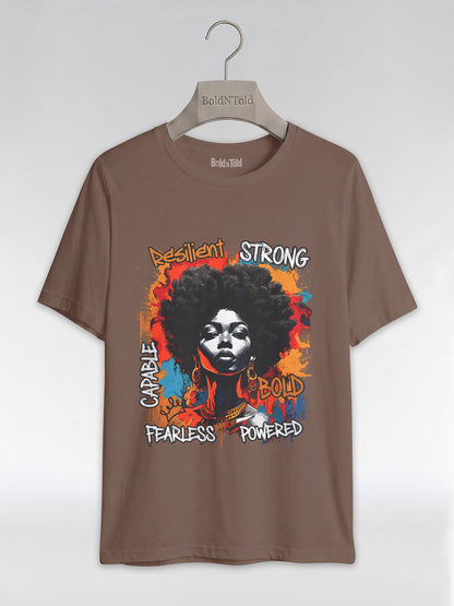 Fearless & Resilient: Urban Black Queen Graphic T-Shirt - BoldnTold
