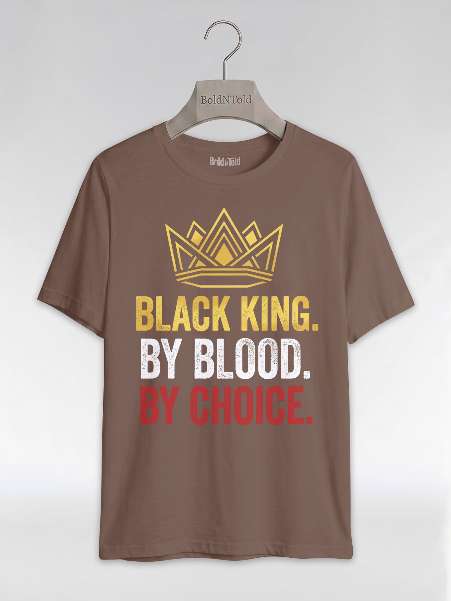 Black King By Blood By Choice: Royal Crown Empowerment Graphic T-Shirt - BoldnTold
