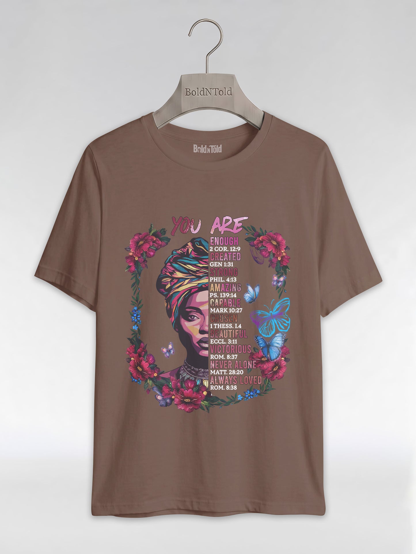 You Are Enough: Black Woman Christian Affirmations Graphic T-Shirt - BoldnTold