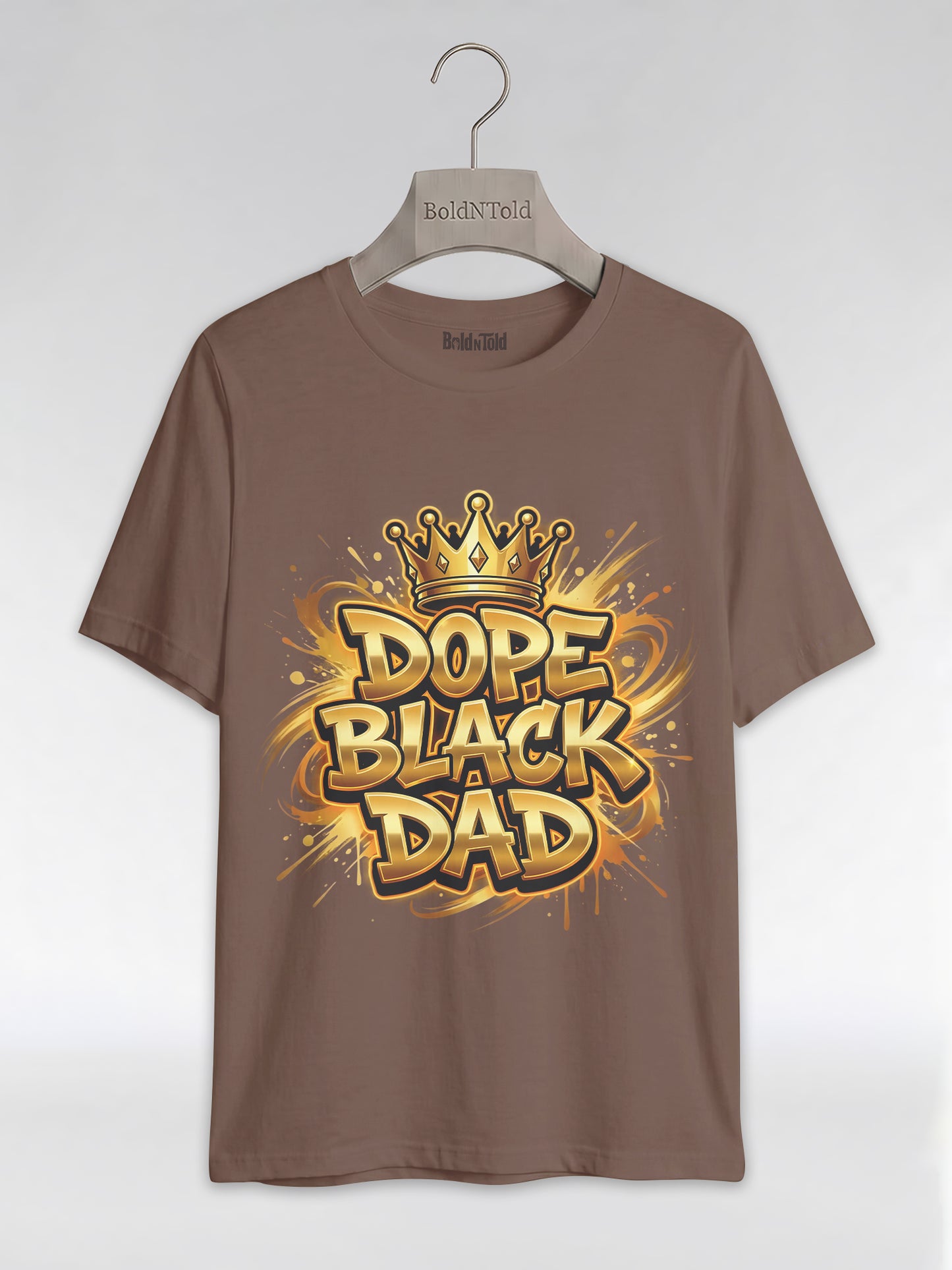 Dope Black Dad – Gold Graffiti King Edition Graphic T-Shirt - BoldnTold