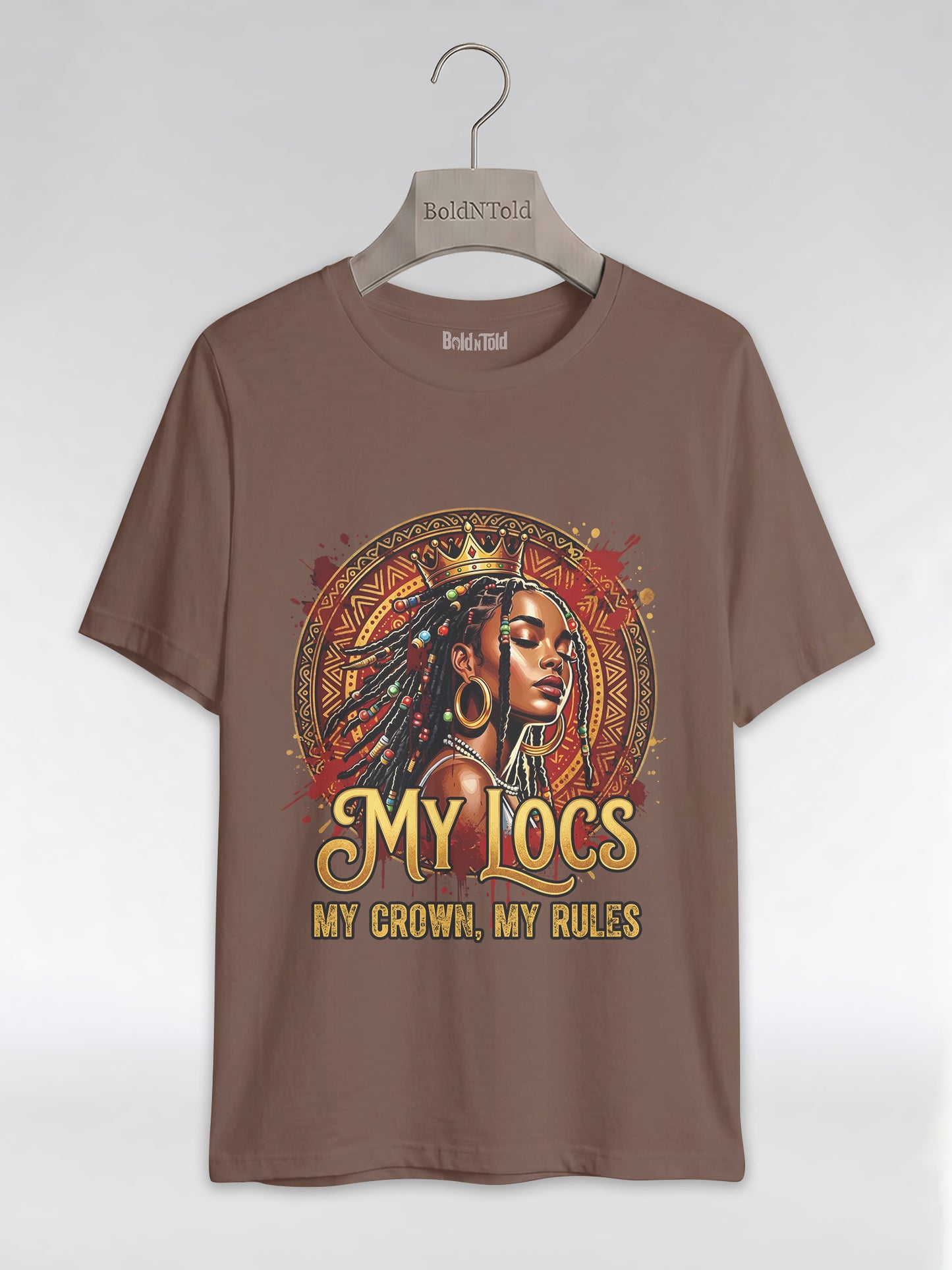 My Locs My Crown: Regal Black Queen Graphic T-Shirt - BoldnTold