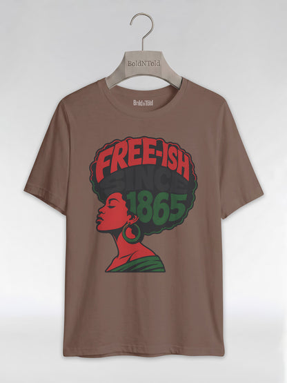 Free-ish Since 1865: Juneteenth Afro Silhouette Graphic T-Shirt - BoldnTold
