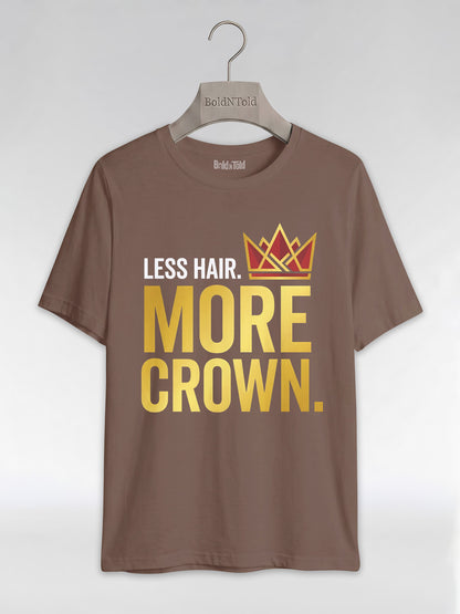 Bald & Proud: Less Hair More Crown Golden Typography Graphic T-Shirt - BoldnTold