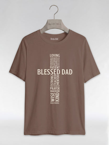 Blessed Black Dad: The Christian Cross Typography Graphic T-Shirt - BoldnTold