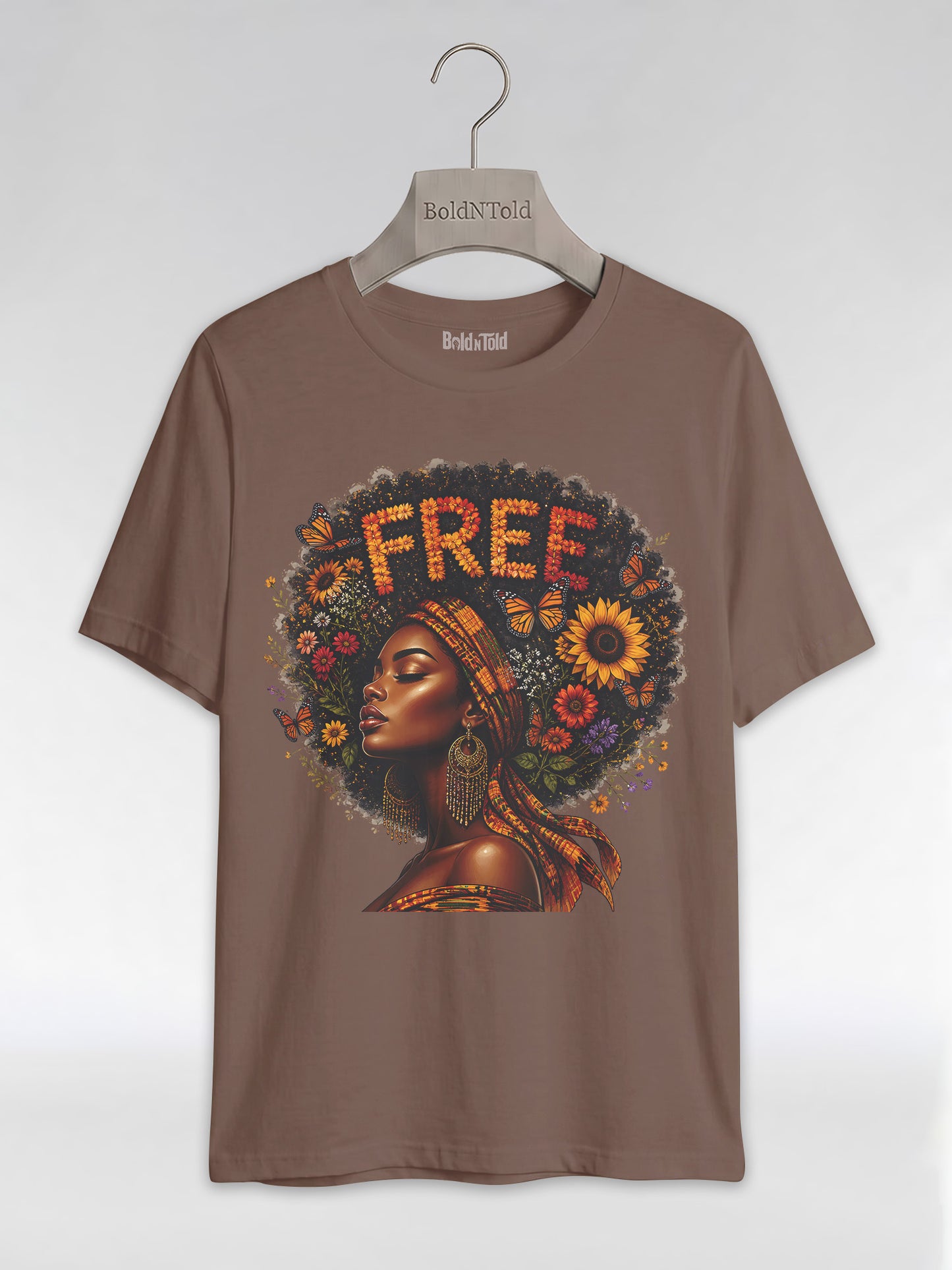 Free Floral Afro: Melanin Queen Empowerment Graphic T-Shirt - BoldnTold