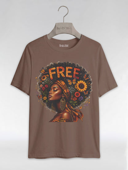 Free Floral Afro: Melanin Queen Empowerment Graphic T-Shirt - BoldnTold
