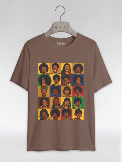 Black Queen Collage: A Tribute to Diverse Beauty Graphic T-Shirt - BoldnTold