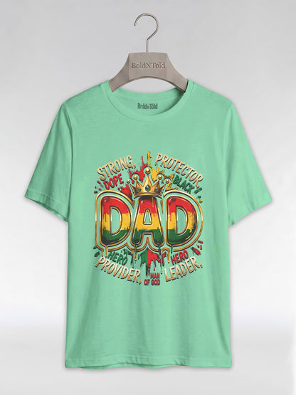 Black Dad Strong Protector Leader Crown Graphic T-Shirt - BoldnTold