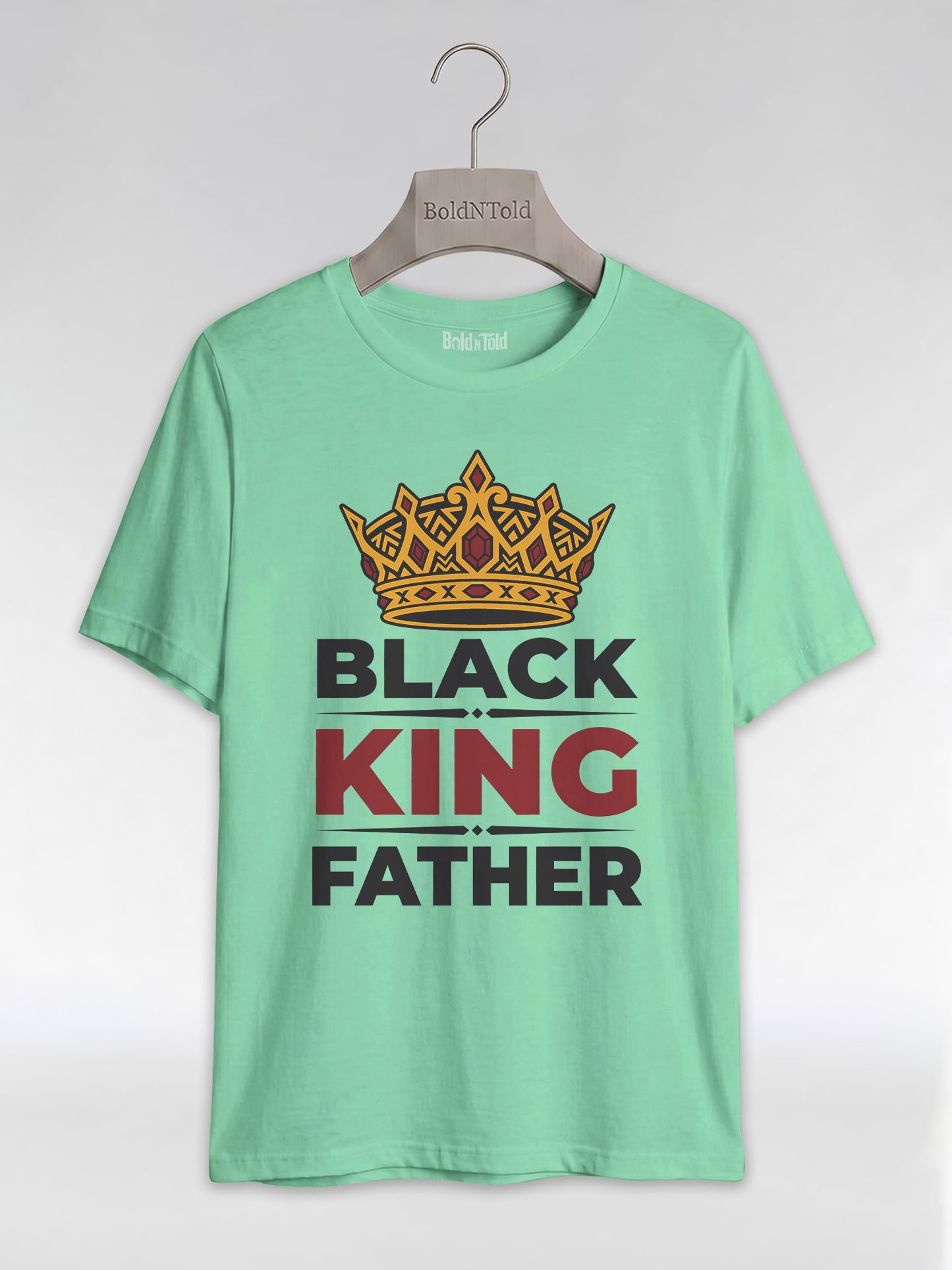 Black King Father Crown: Proud Dad Empowerment Graphic T-Shirt - BoldnTold