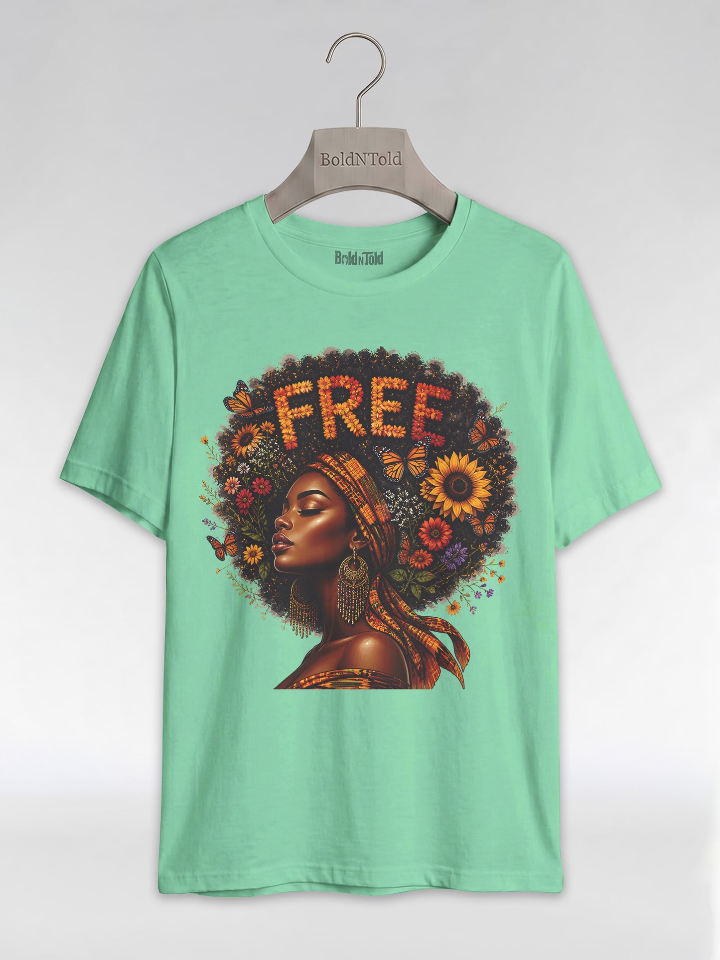 Free Floral Afro: Melanin Queen Empowerment Graphic T-Shirt - BoldnTold