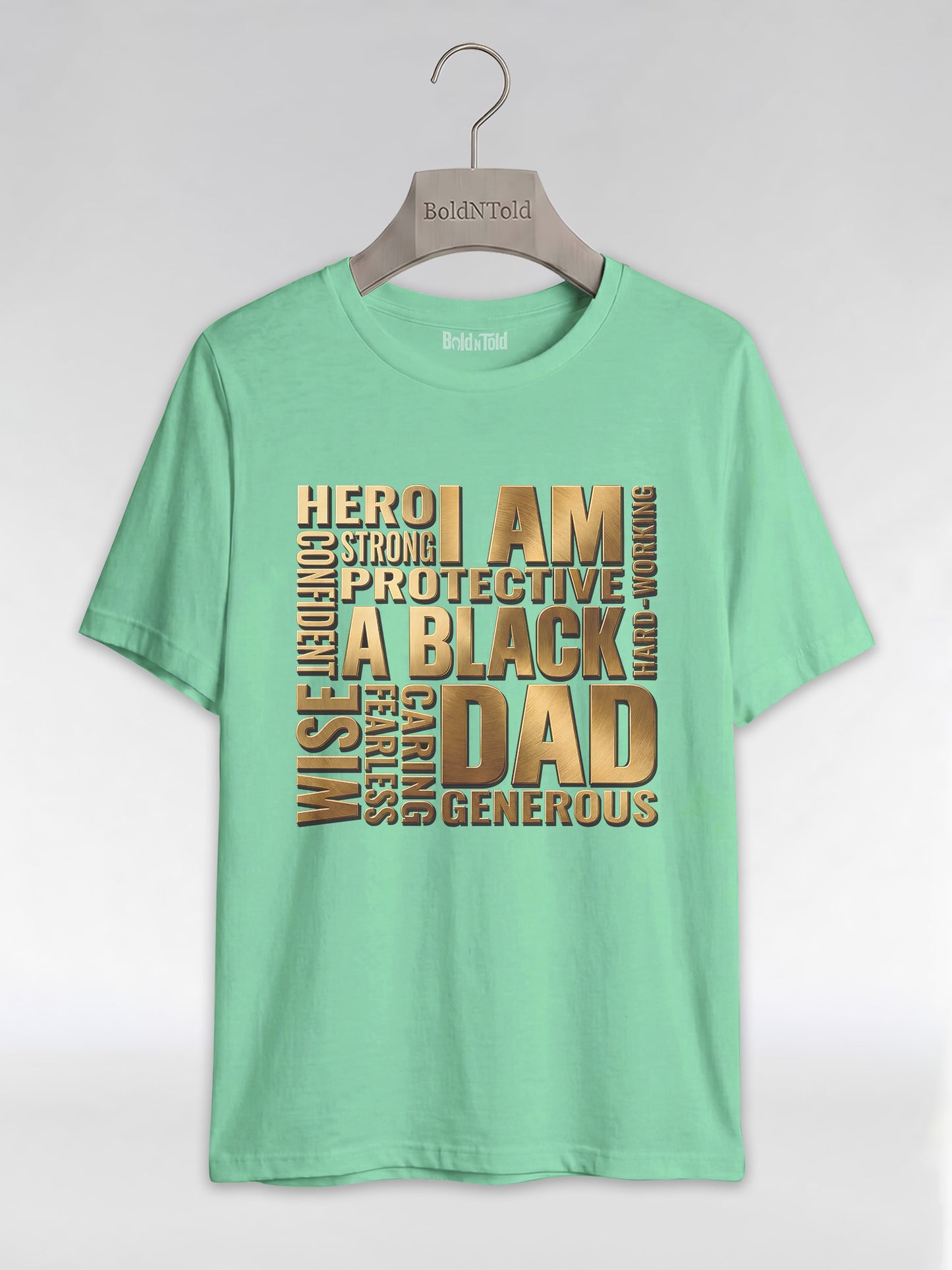 I Am A Black Dad: Golden Typography Empowerment Graphic T-Shirt - BoldnTold