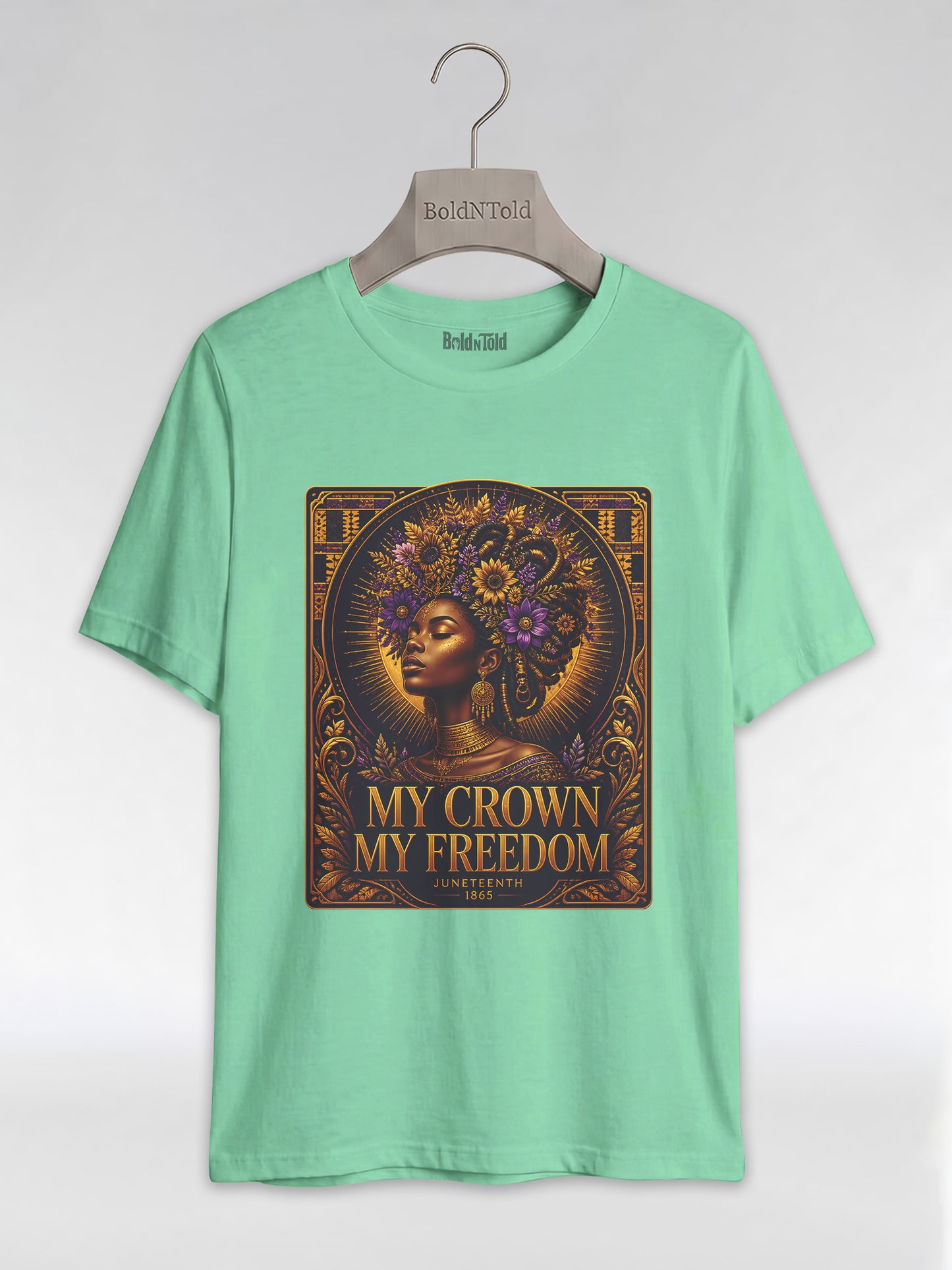 My Crown My Freedom: Juneteenth Melanin Queen Graphic T-Shirt - BoldnTold