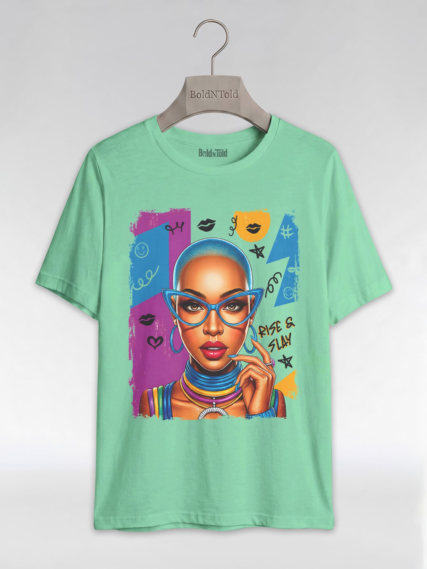 Rise & Slay: 90s Retro Pop Art Black Queen Graphic T-Shirt - BoldnTold