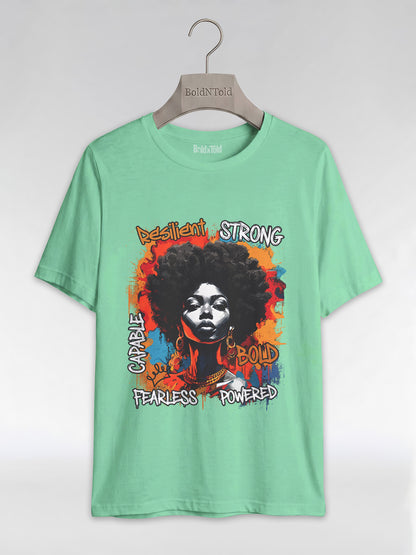 Fearless & Resilient: Urban Black Queen Graphic T-Shirt - BoldnTold