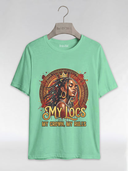 My Locs My Crown: Regal Black Queen Graphic T-Shirt - BoldnTold