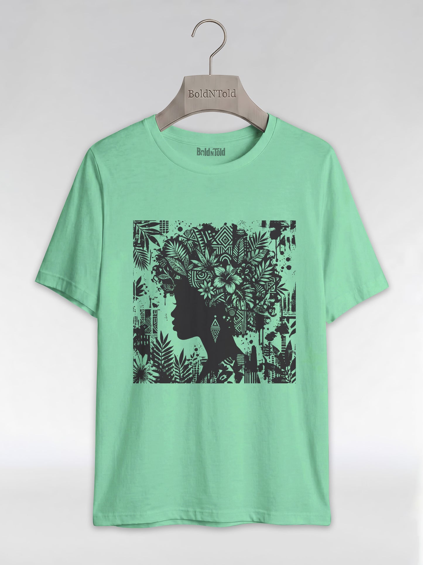 Black Queen: Artistic Silhouette Floral Graphic T-Shirt - BoldnTold