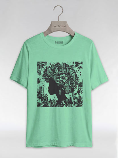 Black Queen: Artistic Silhouette Floral Graphic T-Shirt - BoldnTold