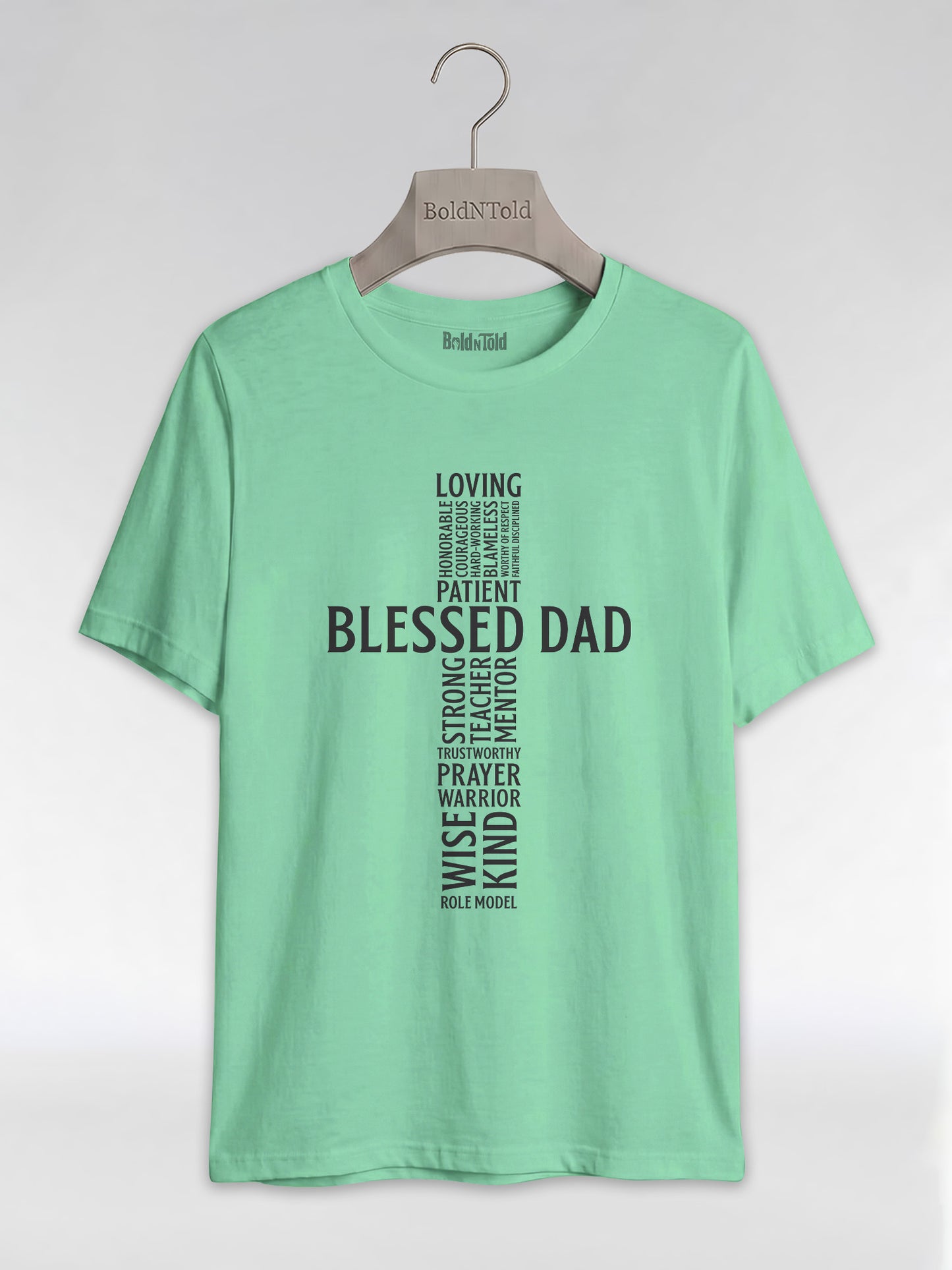 Blessed Black Dad: The Christian Cross Typography Graphic T-Shirt - BoldnTold