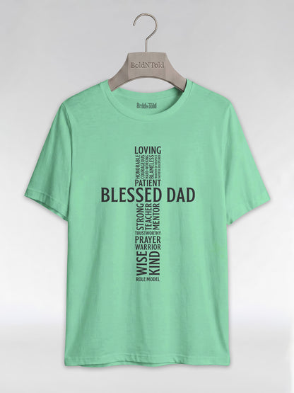 Blessed Black Dad: The Christian Cross Typography Graphic T-Shirt - BoldnTold