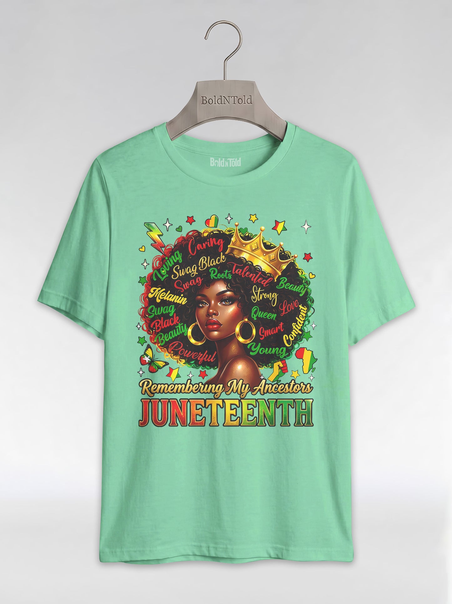 Remembering My Ancestors Juneteenth: Black Queen Graphic T-Shirt - BoldnTold