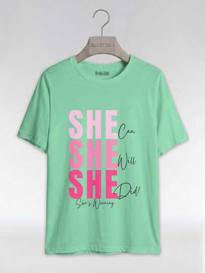She Can, She Will, She Did: Black Girl Magic Winning Graphic T-Shirt - BoldnTold