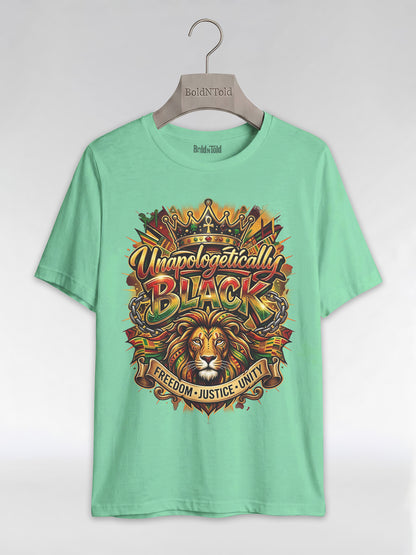 Unapologetically Black Lion Crown: Pan-African Pride Graphic T-Shirt - BoldnTold