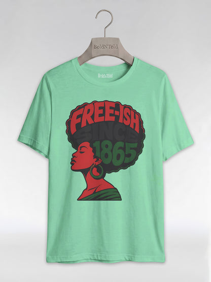 Free-ish Since 1865: Juneteenth Afro Silhouette Graphic T-Shirt - BoldnTold