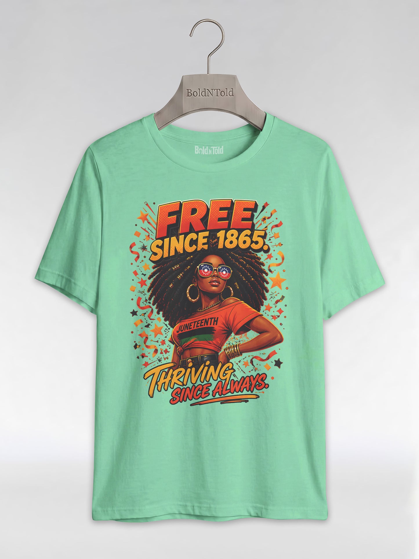 Thriving Since Always: Free Since 1865 Juneteenth Graphic T-Shirt - BoldnTold
