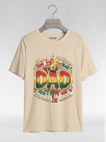 Black Dad Strong Protector Leader Crown Graphic T-Shirt - BoldnTold