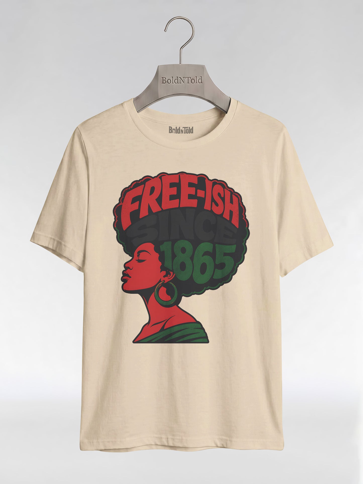 Free-ish Since 1865: Juneteenth Afro Silhouette Graphic T-Shirt - BoldnTold