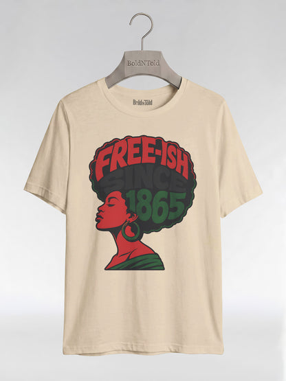 Free-ish Since 1865: Juneteenth Afro Silhouette Graphic T-Shirt - BoldnTold
